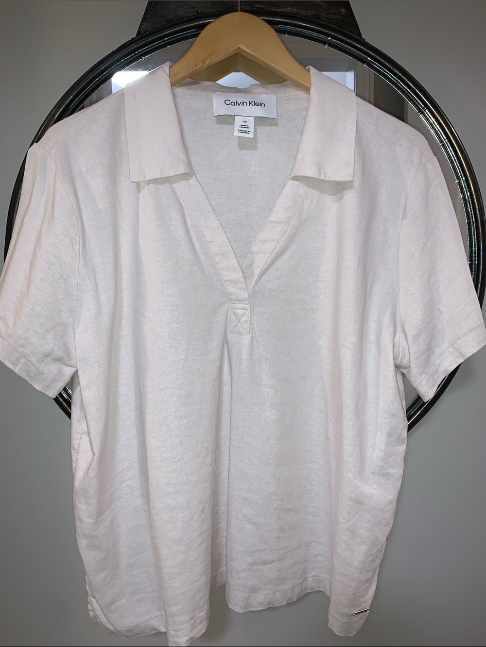 Calvin Klein Light Cream Linen Polo Tunic
